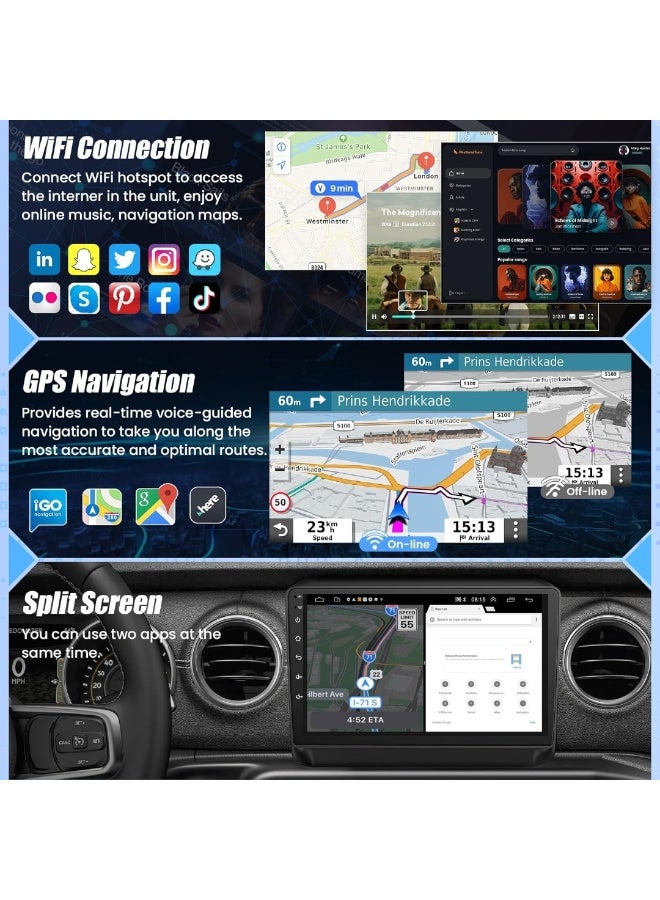 فيريكس شاشة ستيريو سيارة دايموند 2K مقاس 10.33 بوصة تعمل بنظام أندرويد، مزودة بزر تحكم واحد، تدعم Apple CarPlay وAndroid Auto، وتدعم الاتصال اللاسلكي WiFi وUSB و4G، ومعالج 10 أنوية، وواجهة سريعة، وراديو وكاميرا. - Image 5